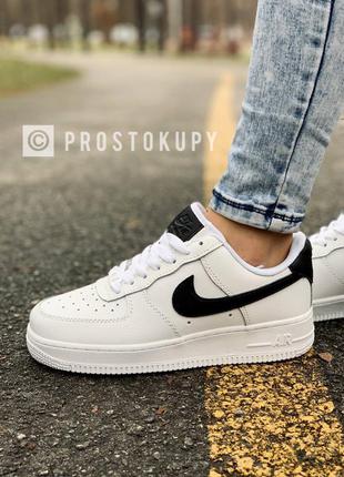 Кроссовки nike air force 1 white ‘black logo’ белые с чёрным логотипом1 фото