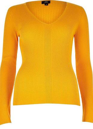 Водолазка реглан лонгслив в рубчик локшина кофта гірчична з рукавами кльош