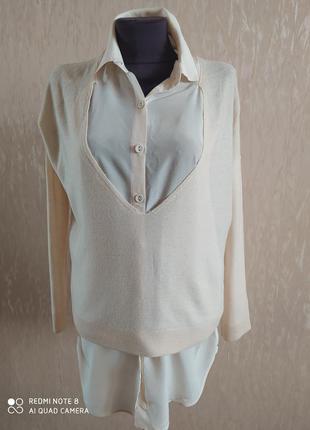 Джемпер 2 в 1 из шерсти и шелка