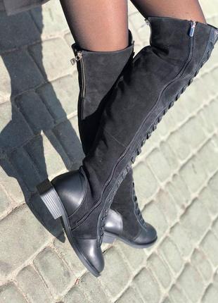 Натуральні ботфорти на шнурівці без підборів,36-41,колір будь-який!