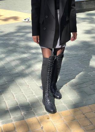 Натуральні ботфорти на шнурівці без підборів,36-41,колір будь-який!