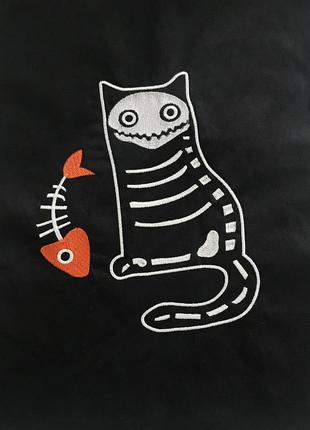 Эко сумка кот скелет 2