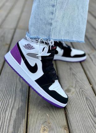 Кроссовки nike air jordan 1 retro mid ‘varcity purple’  пурпурные3 фото