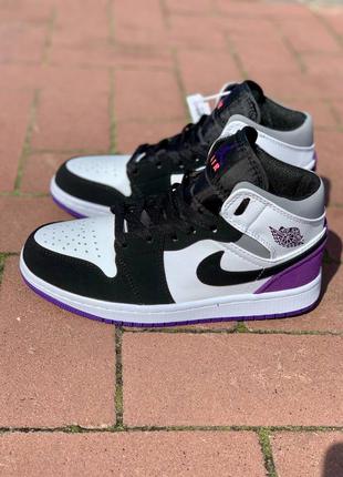 Кроссовки nike air jordan 1 retro mid ‘varcity purple’  пурпурные9 фото