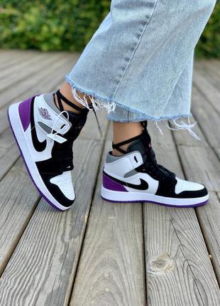 Кроссовки nike air jordan 1 retro mid ‘varcity purple’  пурпурные4 фото