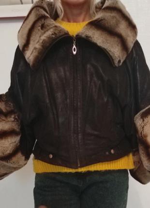 Шкіряна куртка   натуральне хутро