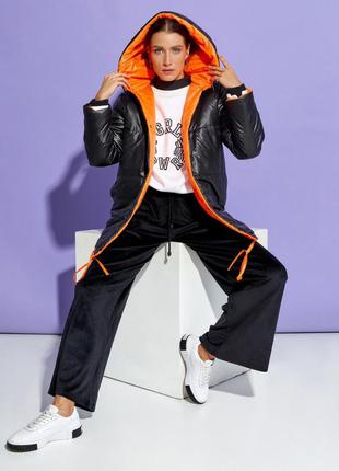 Двухсторонняя куртка черная оранжево