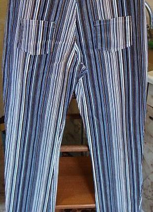 Штаны вельветовые женские в полоску бело-серо-синюю полоску5 фото