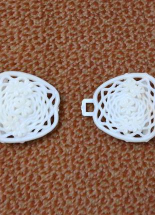 Пряжка соединяющаяся из двух частей для пояса белая ажурная пластмасса декоративная застёжка3 фото