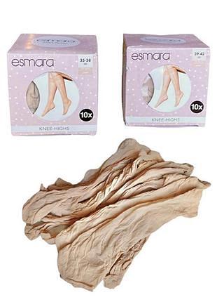 Высокие капроновые носки гольфы 20 den 10 пар немецкого бренда esmara р. 35-38