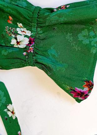 Блузка на запах женская в цветочек h&m зеленая7 фото
