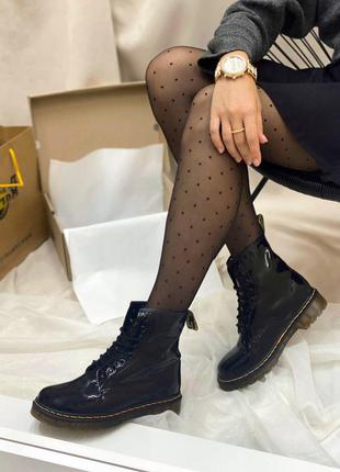 Dr. martens 1460 gloss black, женские лаковые ботинки доктор мартинс весна-осень, демисезонные мартинсы4 фото