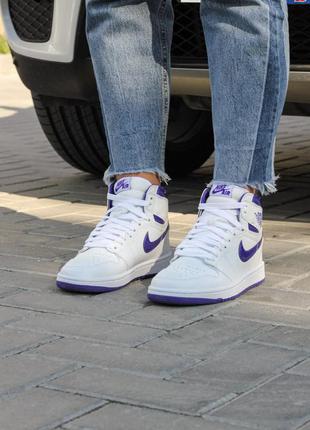 Кроссовки nike air jordan 1 retro high court purple белые10 фото