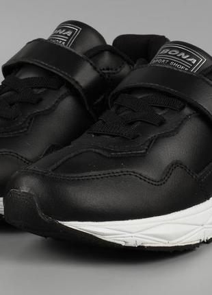 Кроссовки детские кожаные черные bona 849c-11 бона размеры 31 32 33