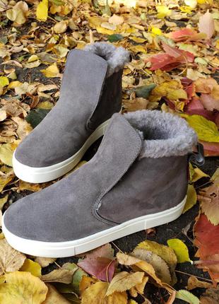 Детские замшевые ботинки на меху, разные цвета