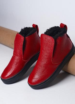 Дитячі шкіряні черевики з хутром, різні кольори