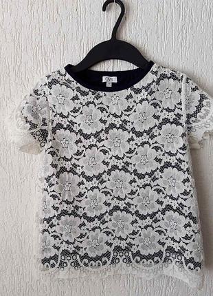 Красива, ошатна футболка,  блуза з мереживом ovs 140см
