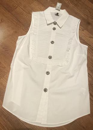 Стильна біла бавовняна блуза river island, p. 10/36-38/m
