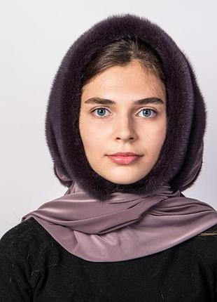 Теплый платок на голову из меха норки