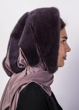 Теплый платок на голову из меха норки2 фото