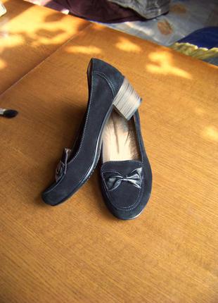 Натуральные замшевые лоферы туфли с бантом zett 39р стелька5 фото