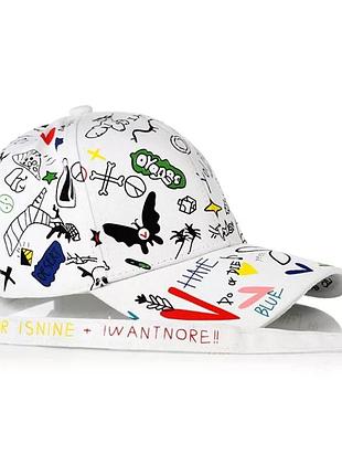 Кепка бейсболка принт біла, унісекс