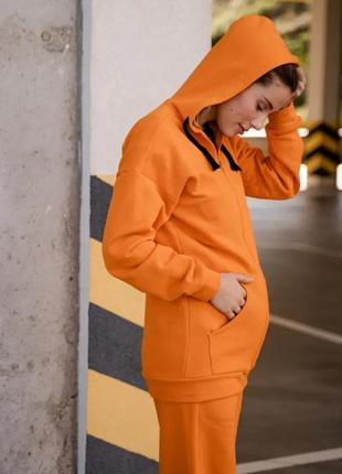 Оранжовий худі для вагітних теплий (помаранчевий худі для вагітних)9 фото