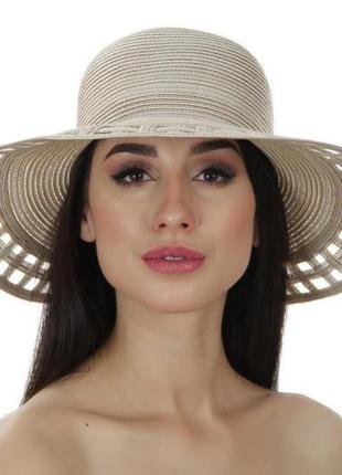 Шляпа солнцезащитная женская del mare светло - бежевый меланж