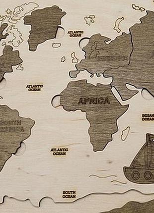 Дерев'яна яна карта світу,пазли,головоломки 40х27мм2 фото