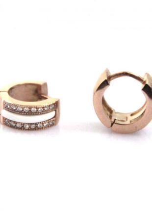 Серьги steel story из керамики и медицинской стали с кристаллами циркония (ск-1207)