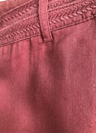 Комфортній штани з льону та бавовни гарного цегляного кольору 🧱4 фото