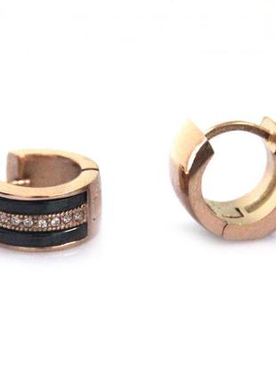 Серьги steel story из керамики и медицинской стали с кристаллами циркония (ск-1209)