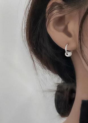 Серьги-кольца трансформеры, серебряное покрытие 925 пробы