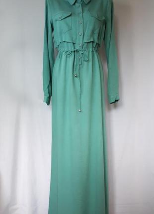 Мятно- бирюзовое длинное демисезонное платье  mia line(размер 40-42)2 фото