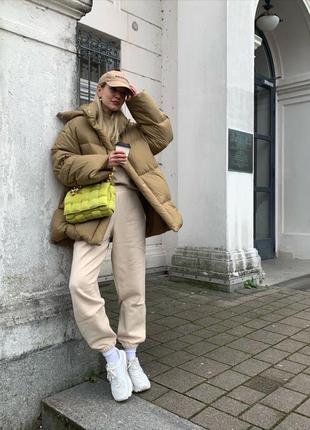 🔥стильна брендова куртка дутик/пуфер з натурального пуха🐥 в стилі zara