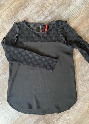 Блуза, гіпюровий верх і рукав, подовжений низ