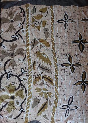 Винтажный большой шелковый полупрозрачный жатый платок цветочный принт абстракция8 фото