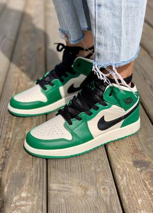 Кроссовки nike air jordan 1 retro mid ‘pine green’ зелёные8 фото