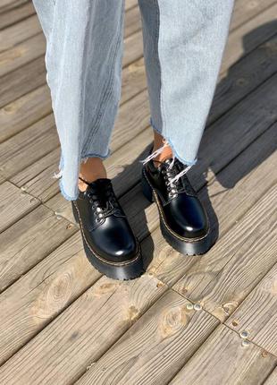 Ботинки осенние dr. martens 8053 platform black polished smooth чёрные8 фото