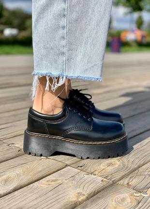 Ботинки осенние dr. martens 8053 platform black polished smooth чёрные7 фото