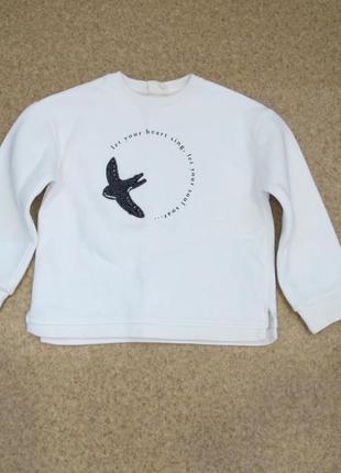 Белая кофта на флисе zara kids на девочку 5/110