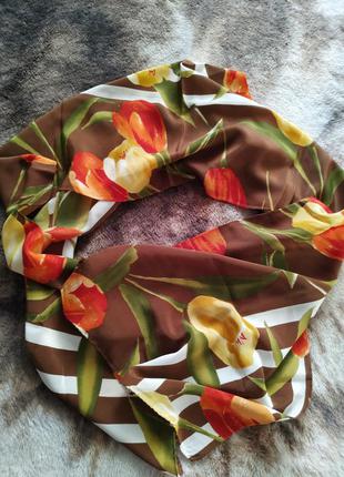 Прекрасный шелковый шарф платок тюльпаны5 фото