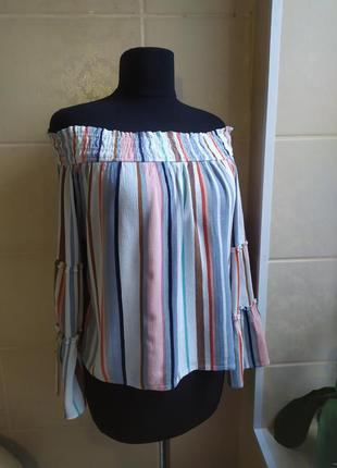Блуза primark з віскози з відкритими плечима і широкими рукавами3 фото