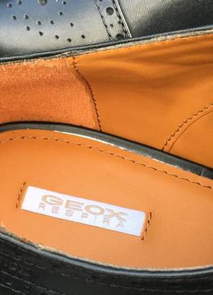 Брендовые стильные черные мужские туфли броги geox кожа5 фото