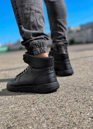 Чоловічі високі повністю демісезонні чорні кросівки під бренд 🆕 недорогі кросівки7 фото