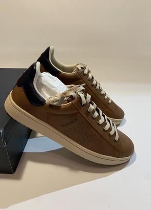 Мужские новые кожаные кроссовки tommy hilfiger lutwin brown leather sneaker tmlutwin 452 фото