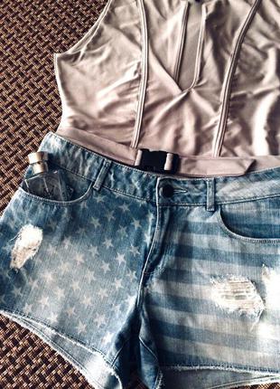 Легендарний джинсові шорти-бермуди з американським прапором usa by pimkie.3 фото