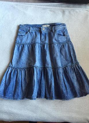 Джинсова спідниця міді,від-76см