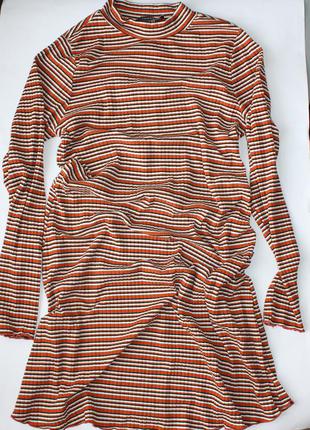 Сукня, водолазка, міді, в смужку