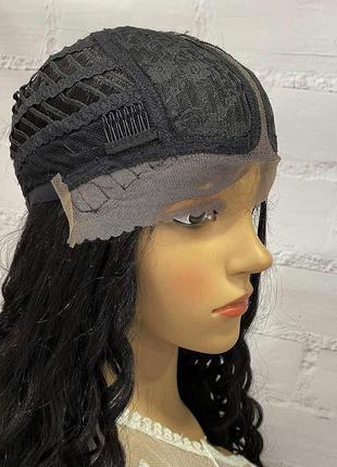 Перука на сітці lace front wig чорний довгий кучерявий / перука на сітці довга чорна кучерява5 фото